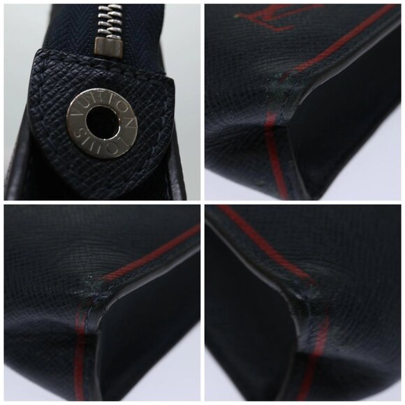 LOUIS VUITTON Taiga Pochette Voyager MM Clutch Bag Blue Marine - Picture 11 of 15